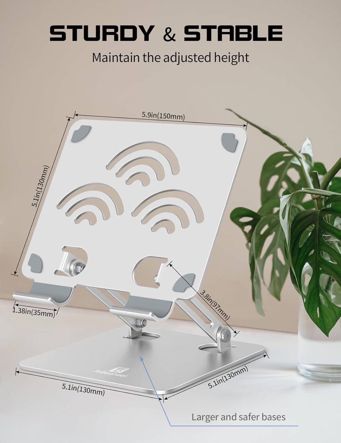 Tablet Stand, Adjustable Tablet Holder for Desk, Premium Aluminum Portable Holder for iPads, Kindle, Switch, and Smartphones, Fits 4-12" Devices Silver, Pro Size
