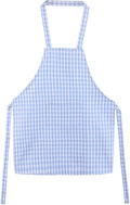 Jennice House Kids Cotton Gingham Apron - Children's Artist Painting Smock with Pocket and Adjustable Neck Strap, Baby Chef Party Aprons (Blue, L)
