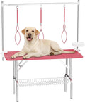 47'' Dog Grooming Table for Large Dogs, Foldable Grooming Table for Dogs at Home with Adjustable Arm & Clamp, Non-Slip Waterproof Top, Mesh Tray & Tool Holder, Stainless Steel Legs, 330LBS Capacity