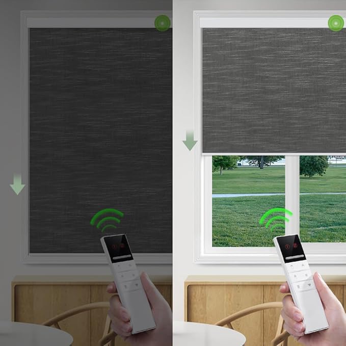 ZSHINE Motorized Blackout Window Blinds Customize Width Remote Control Wireless