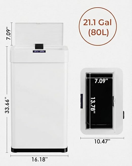 TLSUNNY 21.1 Gallon Motion Sensor Trash Can, Touchless Automatic Garbage Can