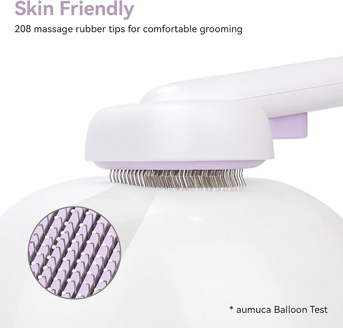 aumuca Cat and Dog Grooming Brush for Shedding, Removes Loose Fur from Long or Short Haired Pets - Ideal for Cats, Kittens, Rabbits, and More - Purple