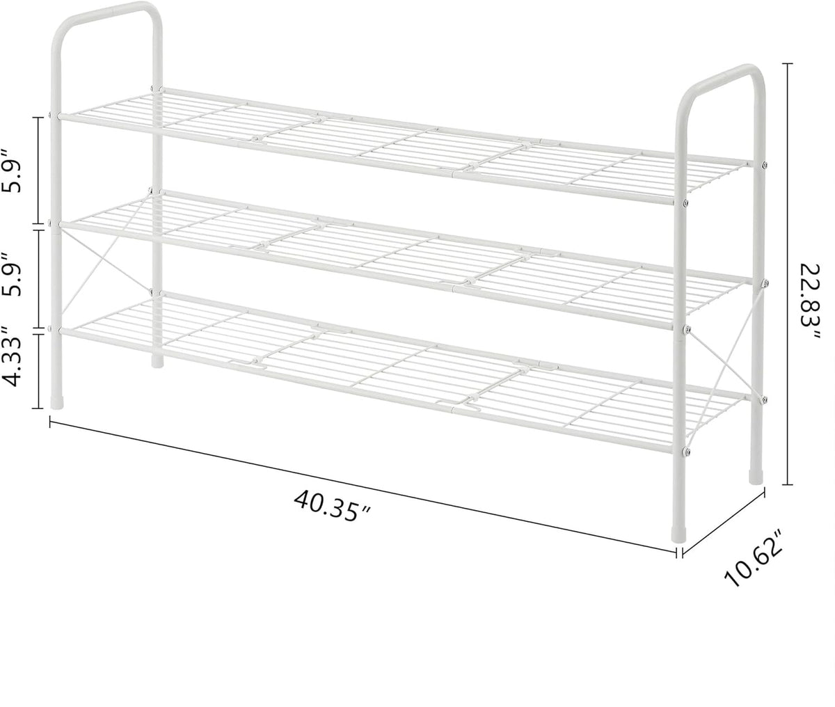 Hoctieon 3 Tier Durable Mesh Style Shoe Rack, Entryway Shoe Shelf, Shoe Rack FreeStanding, Shoe Storage Organizer, Shoe Rack for Closet, Space Save For bathroom, Hallway, Bedroom, Living Room, White