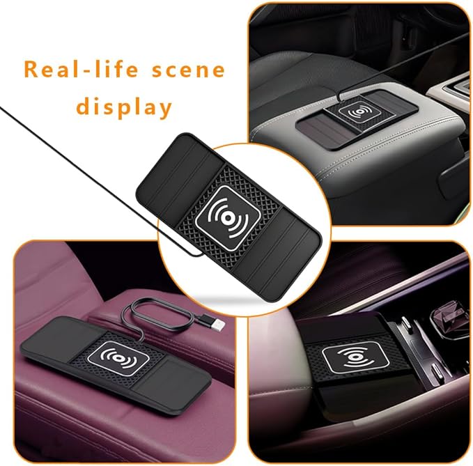 Wireless Charging Pad for Car for Mazda CX-3 CX-5 CX-30 CX-50 CX-7 CX-9 CX-70 CX-90 MX-30 Tribute 2001-2026, DIY Trim-to-Fit Slim Non Slip Fast Charger Car Wireless Charging Pad 30CM Cable