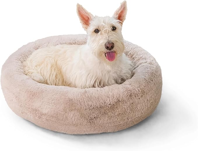 Best Friends by Sheri SnuggleSoft Faux Fur Calming Donut Bed for Dogs, Brown, Small, 23x23