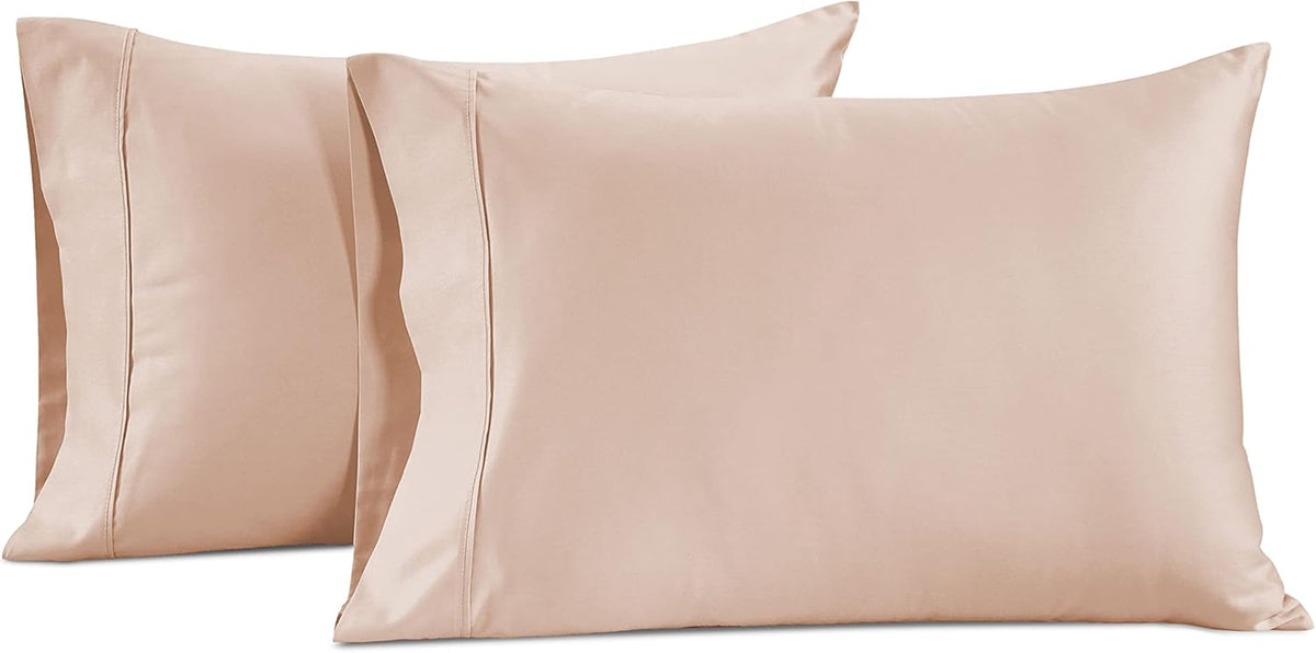 LANE LINEN Pillow Case Covers King Set of 2 100% Egyptian Cotton Sateen Soft Cool & Smooth 1000 Thread Count Cases - Sepia Rose