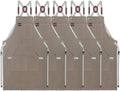 5 Pack Kitchen Apron, Work Apron, Canvas, Multiple Pockets, Gardening, Painting, BBQ, Artist, Carpenter, Sizes M to XXL, Dark Gray