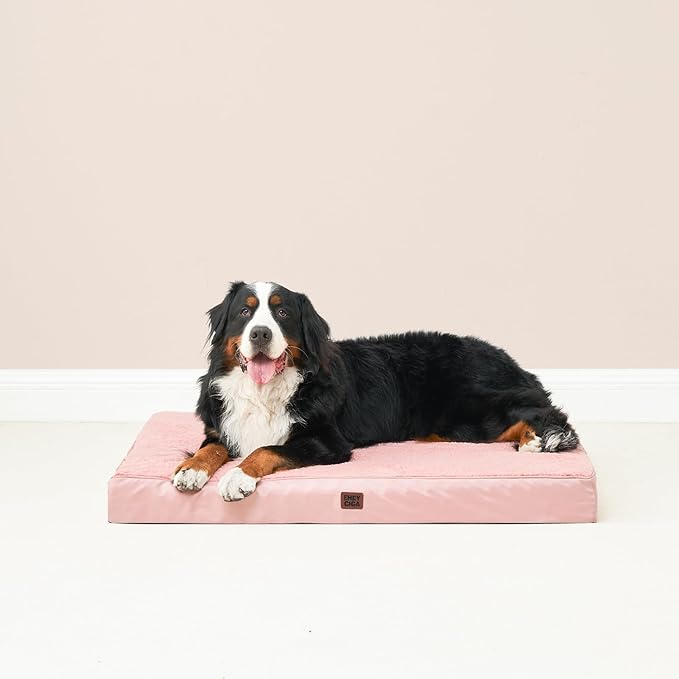 EHEYCIGA Orthopedic XL Dog Beds for Extra Large Dogs with Removable Washable Cover for Crate, Pink, 41x27