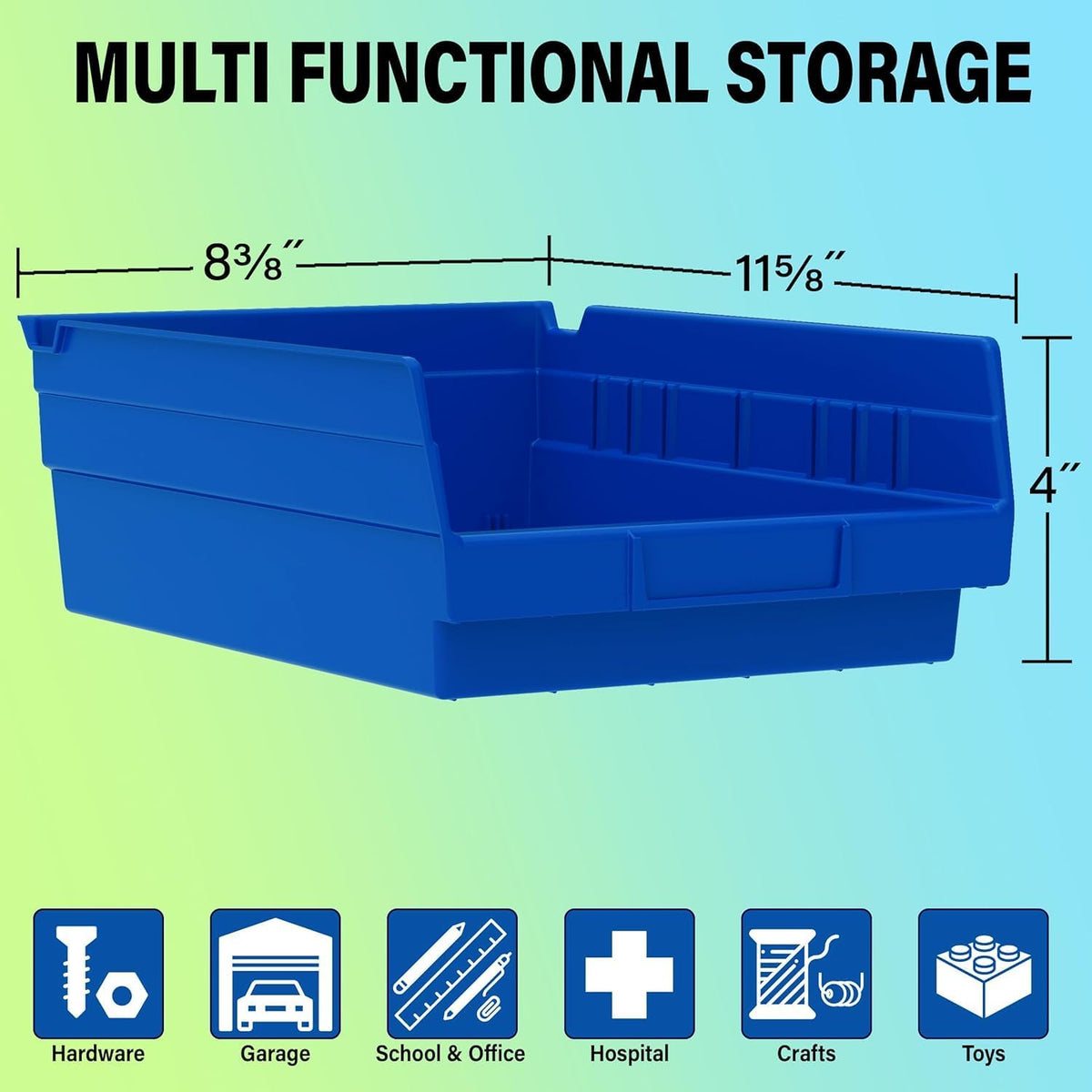 Akro-Mils 30150 Plastic Shelf Bins, Heavy Duty Storage Bins for Garage, Closet, and Drawer Organization, 12-Inch x 8-Inch x 4-Inch, Clear, 12-Pack