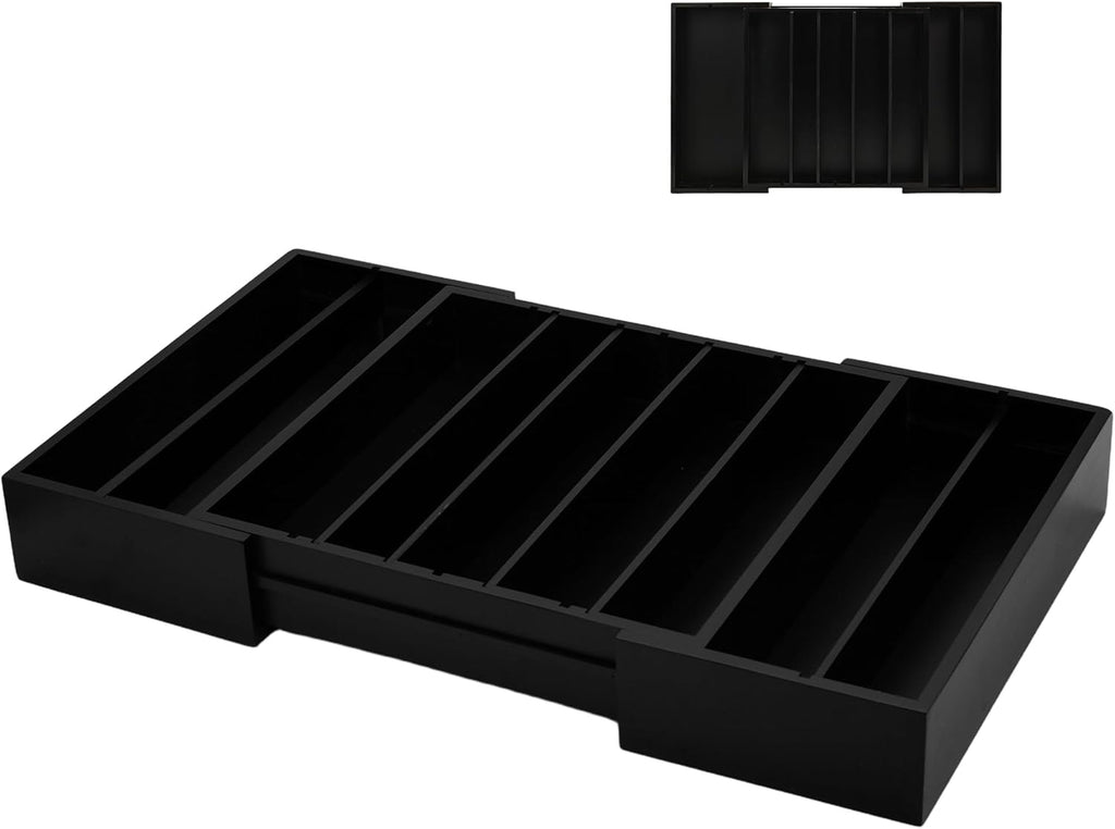 MinBoo Bamboo Drawer Organizer - Expandable K Cup & Pods Holder, Coffee Pod Storage, Tea Organizer, Versatile Kitchen Accessory Organization and Storage，Black