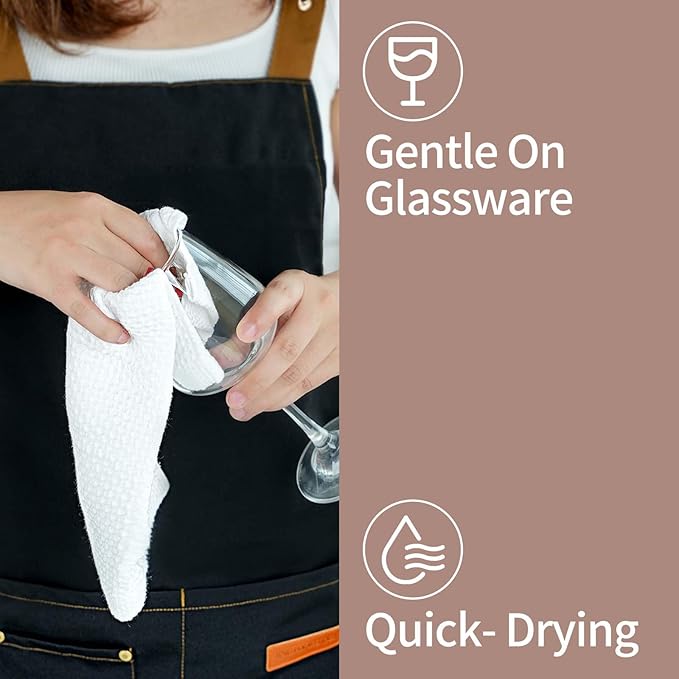 LikGuest 100% Honeycomb Cotton Kitchen Dish Cloths, 12x12 Inch, 8-Pack, Super Absorbent & Reusable, Quick-Dry & Lint-Free, Ideal for Kitchen, Glass, Car, and Household Cleaning