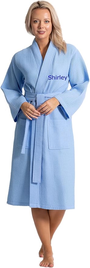 Turkish Linen Waffle Knit Lightweight Kimono Spa & Bath Robes for Women - Quick Dry - Soft