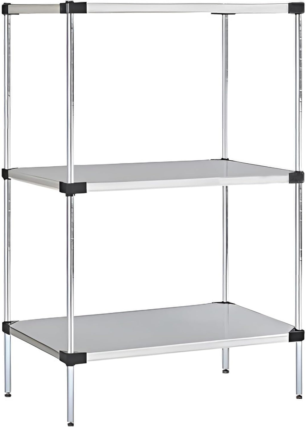 Omega Solid Stainless Steel Shelves, 24" Deep x 72" Wide x 34" High 3 Tier Heavy Duty Solid Shelving Unit for Kitchen Garage Office Restaurant Warehouse 800-lb Per Shelf Weight Capacity