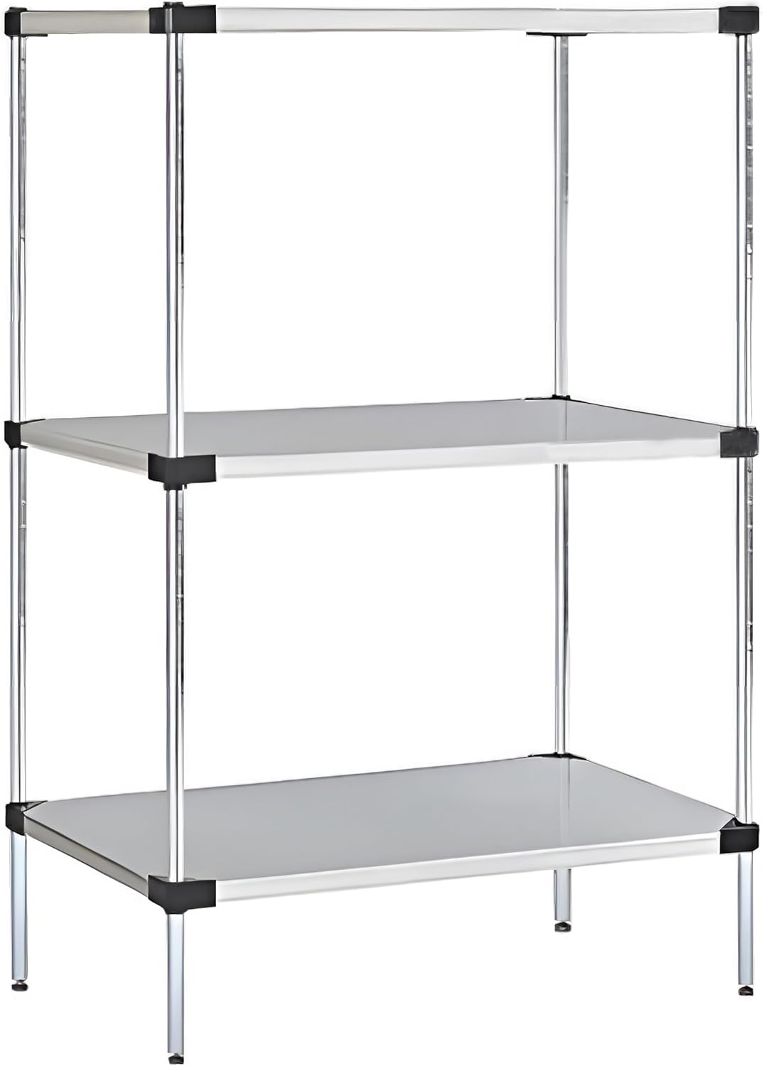 Omega Solid Stainless Steel Shelves, 18" Deep x 48" Wide x 34" High 3 Tier Heavy Duty Solid Shelving Unit for Kitchen Garage Office Restaurant Warehouse 800-lb Per Shelf Weight Capacity