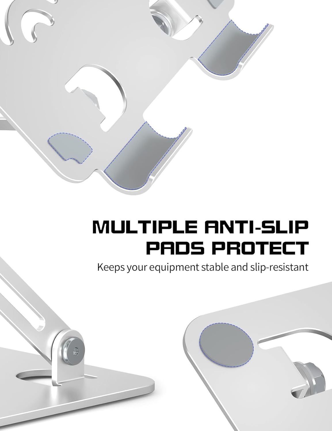 Tablet Stand, Adjustable Tablet Holder for Desk, Premium Aluminum Portable Holder for iPads, Kindle, Switch, and Smartphones, Fits 4-12" Devices Silver, Pro Size