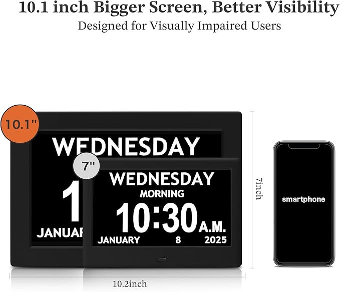 10.1'' Digital Clock, 1280*800p HD Extra Large Display, Digital Clock
