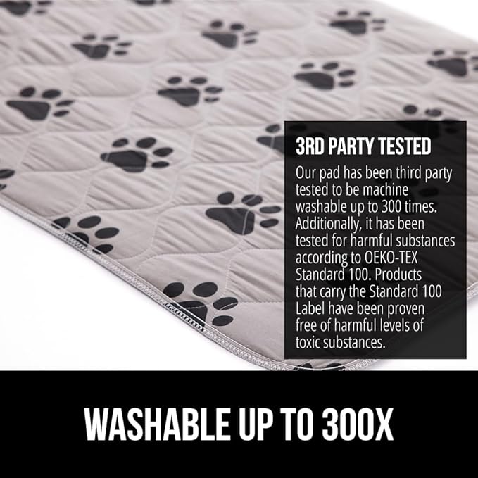 GORILLA GRIP Washable Puppy Pads, 34x21, Slip Resistant Dog Crate Mat, Waterproof Cloth Pee Pad for Training Puppies in Playpen, Reusable Pet Incontinence Blanket, Protects Sofa, Furniture, Floors