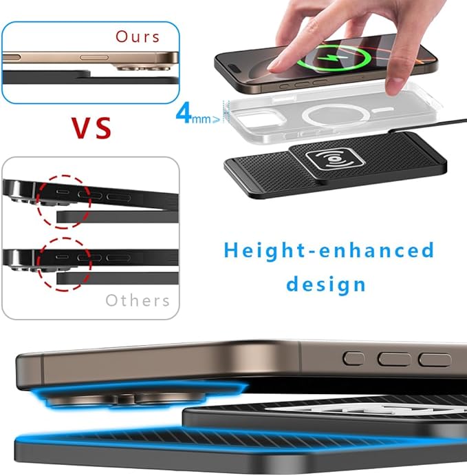 Wireless Charging Pad for Car for Audi SQ5 2014-2025, Non-Slip Type C/USB 20W Fast Phone Charging Pad DIY Trim-to-Fit No Interior Damage,A&USB