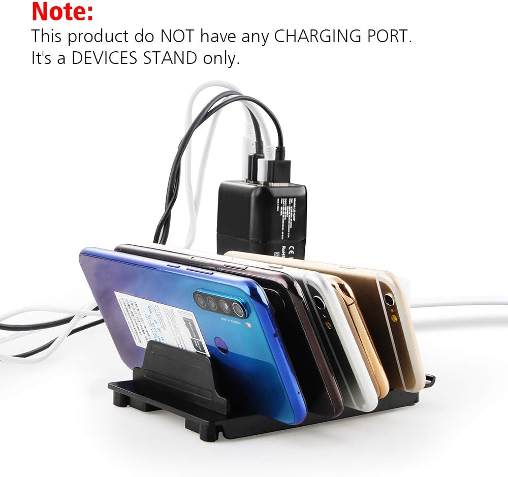Adjustable Universal Multi Device Organizer Dock Stand Holder, Tablet Cell Phone Desktop Stand for iPhone Samsung Galaxy Google Nexus Kindle (Black)- No Charging Port