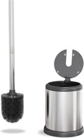 ToiletTree Products Toilet Brush with Lid - Sleek Toilet Bowl Brush and Holder - Toilet Scrubber Brush Set with Heavy-Weight Base - Lidded Toilet Bowl Cleaner Brush and Holder - Chrome