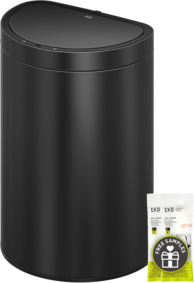 EKO Mirage Semi-Round 47L / 12.4 Gal Motion Sensor Trash Can, Automatic Kitchen