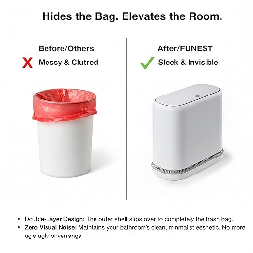 MUEE Dog Proof Trash Can, 3 Gallon Slim Bathroom Trash Can