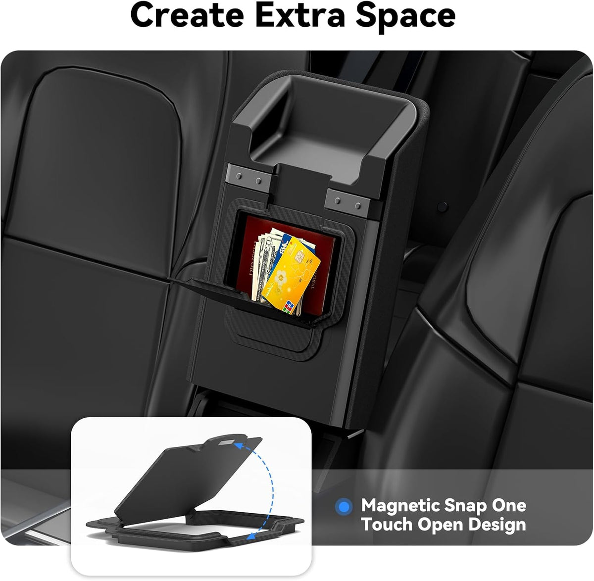 2025 Upgrade 5PCS Center Console Organizer Tray for Tesla New Model Y (2026 Juniper)/3 Highland Accessories 2025, Hidden Storage Box, Cup Holder & Armrest Drawer Organizer, Shockproof, No-Noise