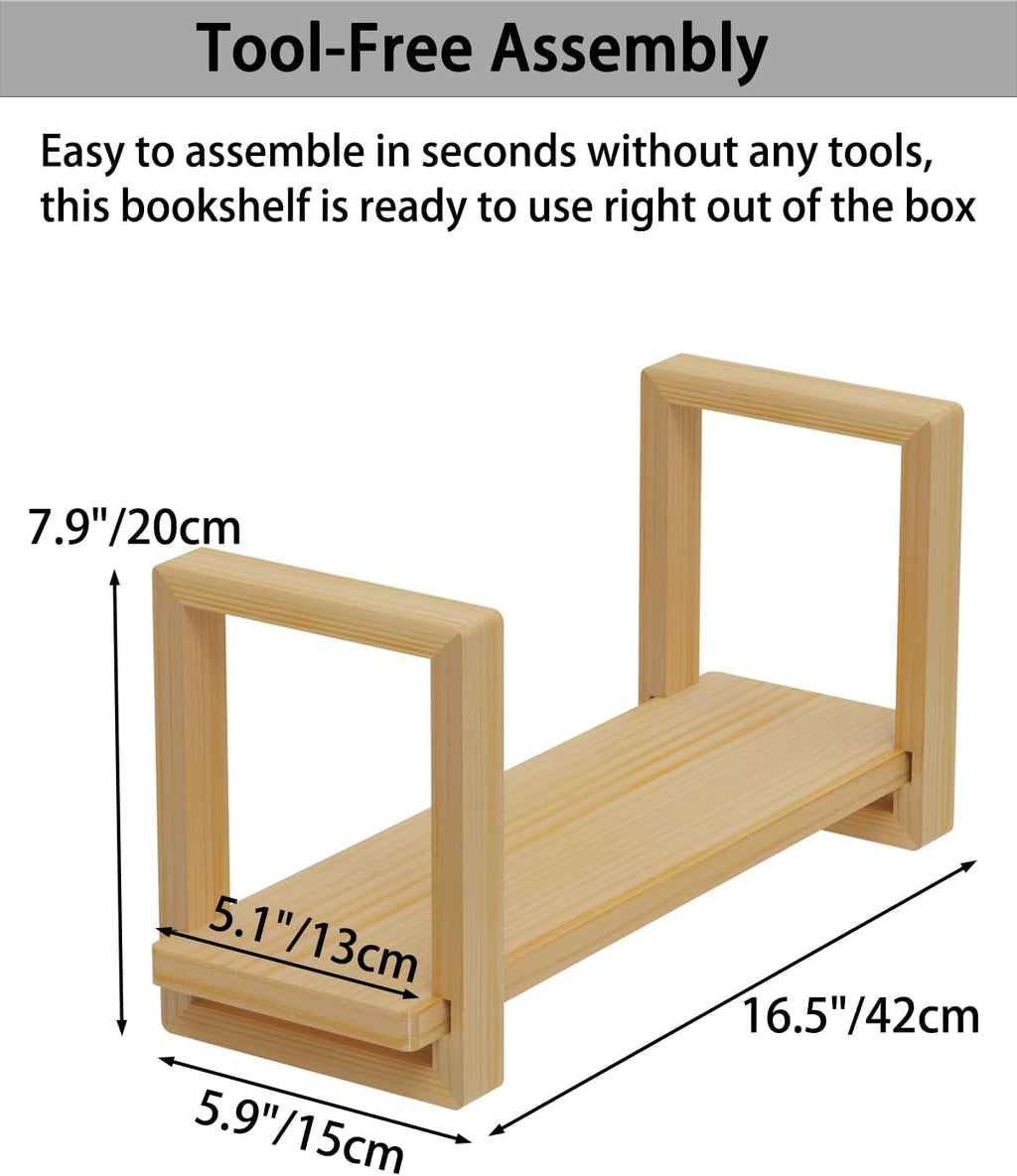 Adjustable Desktop Bookshelf, Retro Tabletop Bookshelf, Desk Shelf for Top of Desk in Living Room, Home, Office, Perfect for Magazine, Books, Cookbooks, No Tools Required to Assemble (Yellow)