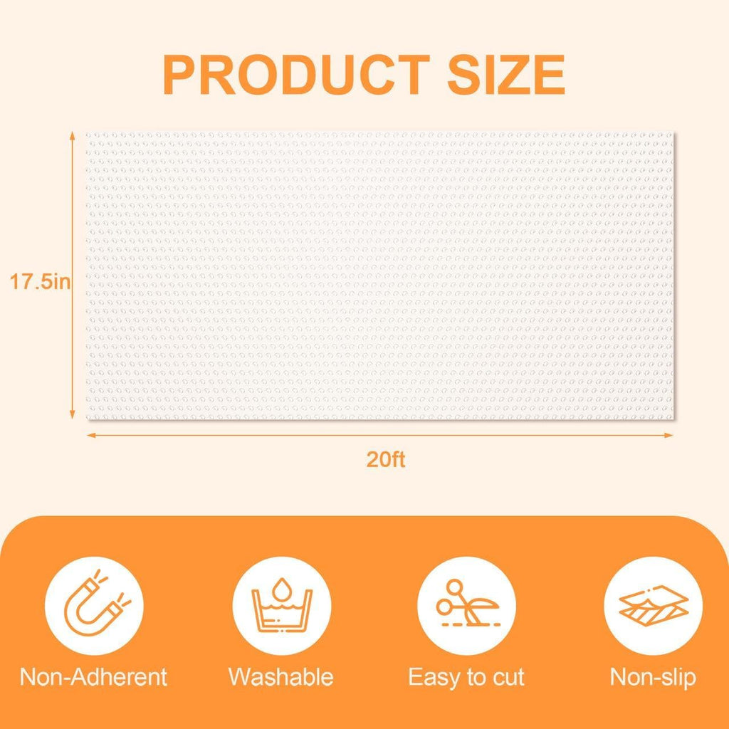 FEXIA Shelf Liner 17.5 Inch x 20 FT Clear Non Slip Waterproof Cabinet and Drawer Liner for Kitchen Cabinet Refrigerator Pantry Closet Durable Non Adhesive