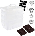 4 Pack of Cookie Cutter Storage with Chocolate Cookie Mold,Handheld Transparent Cookies Cutter Organizer Storage with a Sticker and a Pen,Cover To Prevent Dust,Can Be Used Alone or Hidden for Stacking