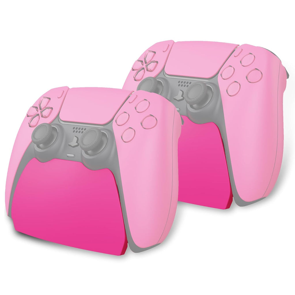 PlayVital 2 Pack Controller Display Stand for ps5, Gamepad Stand Desk Holder for ps5 Controller Accessories with Rubber Pads, Nova Pink
