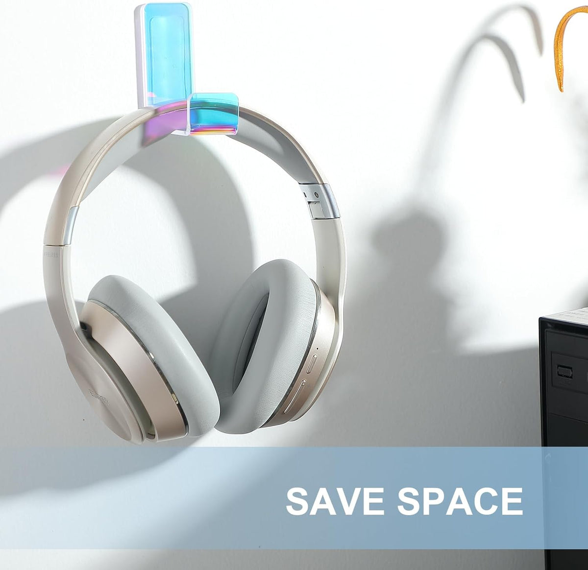 Weewooday 4 Pieces Headphone Hanger Holder Desk Adhesive Headphone Hook Wall Mount Headset Stand Acrylic Holder with Glues for General Purpose Game Earphone(Colorful)
