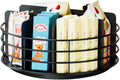 Snack Organizer - Versatile Snack Storage, Lazy Susan with Convenient Grab-and-Go Design, Metal Snack Holder for Home, Office, Breakroom, 10.85" L x 10.85" W x 5" H (Matte Black)