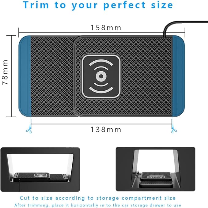 Wireless Charging Pad for Car for Audi SQ5 2014-2025, Non-Slip Type C/USB 20W Fast Phone Charging Pad DIY Trim-to-Fit No Interior Damage,A&USB