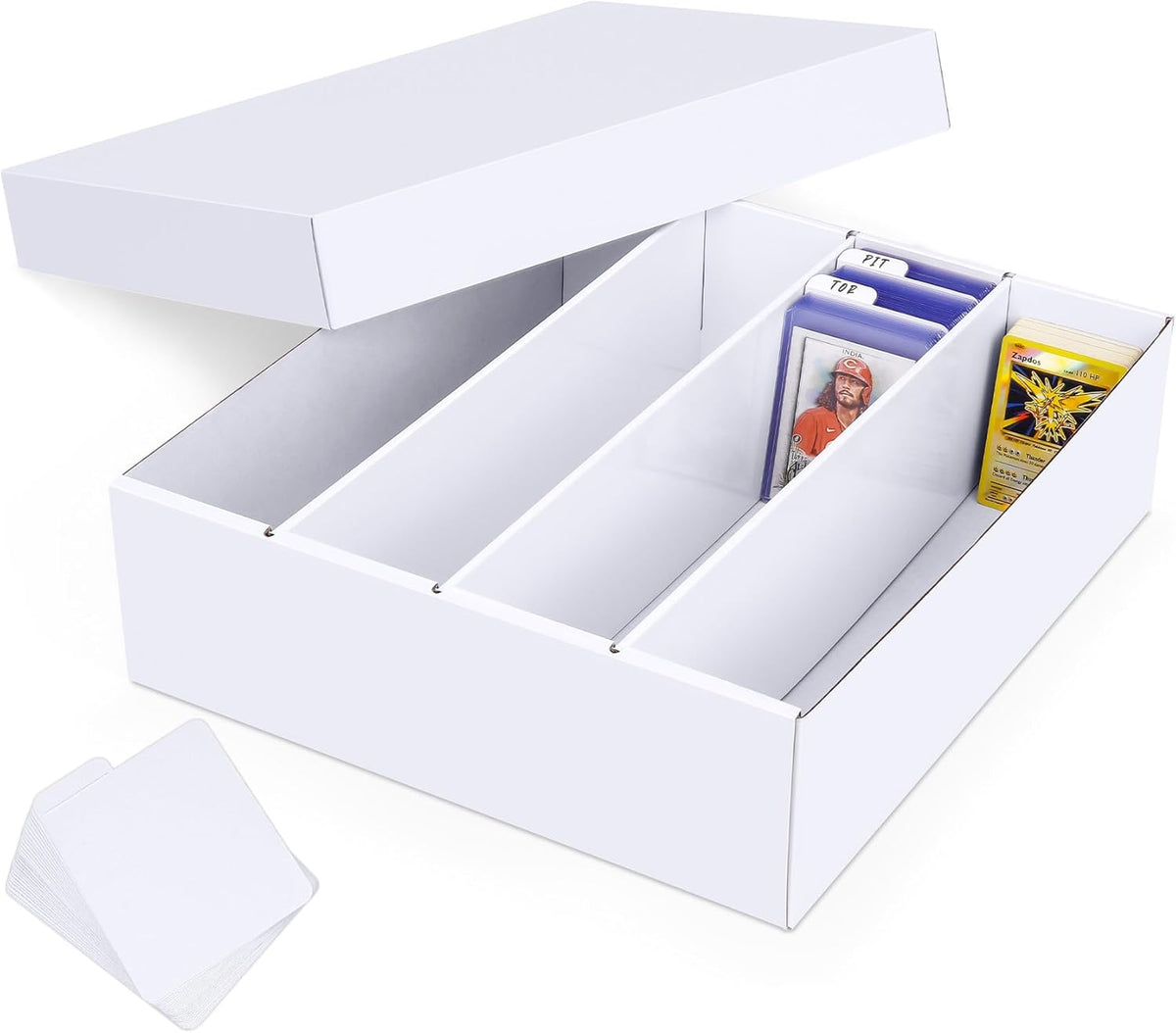 Trading Card Storage Box, 3200 Count Cardboard Storage Box with Divider for Sports, Tcg, Mtg Card(1 Pack)