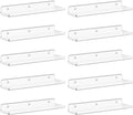 Lifewit Floating Shelves for Wall, 10 Pack Clear Acrylic Shelf 15" Room Decor for Bookcase/Vinyl Record Display/Photo/Picture in Bedroom, Living Room, Bathroom, Kitchen Storage and Organization
