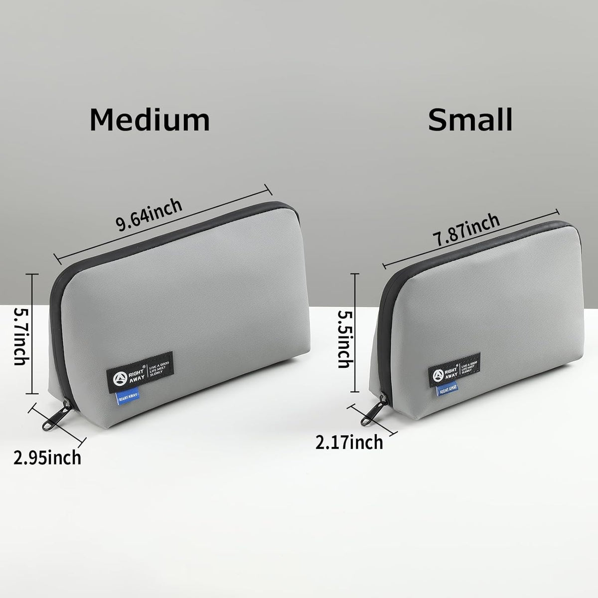 RIGHT AWAY Travel Tech Pouch，Waterproof Cord Case，Electronics Organizer Travel Case，Cable Organizer Storage Bag For Phone, Charger, Accessories（Gray）