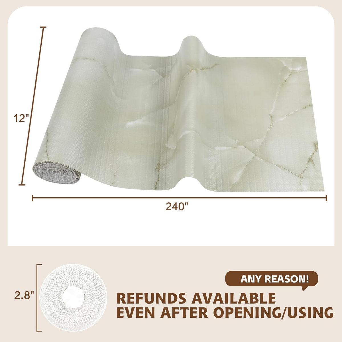 2-Layer Drawer and Shelf Liner for Kitchen Cabinet: 17.3in X 20Ft Non Slip Waterproof Shelf Paper Non Adhesive Refrigerator Liners Cyan Marble Easy Liners for Bathroom with Knife Tape Measure
