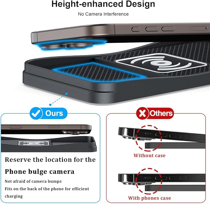 Car Wireless Charger Pad for Ford Explorer 2000-2026, Type-C/USB 20W Fast Wireless Car Charger Pad Non-Slip Cordless Charging Mat,B-30cm Cable USB Plug