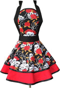 Hyzrz Halloween Costume Skull Skeleton Bones Featured Retro Aprons for Women Girls Cake Kitchen Cook Apron (Skull head)