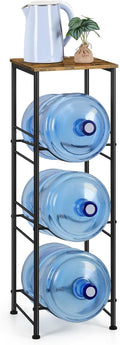 5 Gallon Water Bottle Jug Holder 3-Tier Water Bottle Holder Organizer with Top Shelf, Heavy Duty Water Dispenser Stand Rack for Kitchen Living Room Office, Rustic Brown