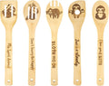 5PCS Sloth Wooden Cooking Spoons Set Bamboo Cooking Spoons | Sloth Kitchen Decor Housewarming Wedding Kitchen Gift Sloths Themed Gifts for Women Animal Lovers