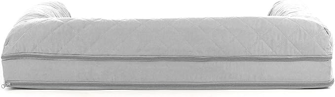 Furhaven Cooling Gel Dog Bed for Large/Medium Dogs w/ Removable Bolsters & Washable Cover, For Dogs Up to 55 lbs - Quilted Sofa - Silver Gray, Large