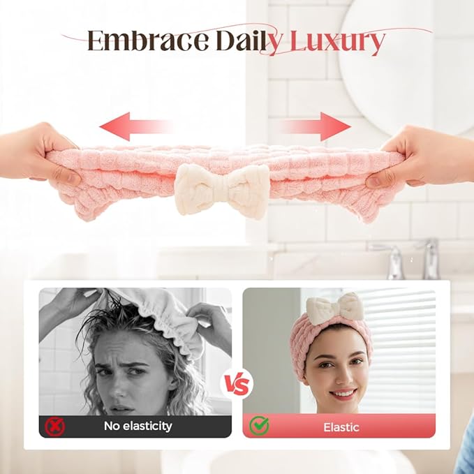 OZDOZD Super Absorbent Hair Towel Wrap for Women, 2026 Upgraded Microfiber Hair Towel, Quick Drying, Soft & Lightweight, Hair Turban Wrap with Bow for Wet Hair (Blue)