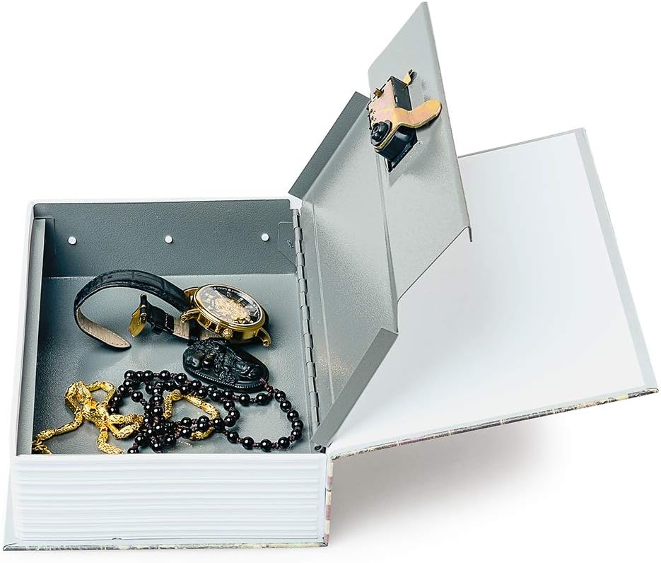 Diversion Book Safe Storage Box (9.5"×6"×2.2"), Dictionary Secret Safe Can with Security Key Lock, Diversion Book Hidden Safe (Black dictionary,Key)