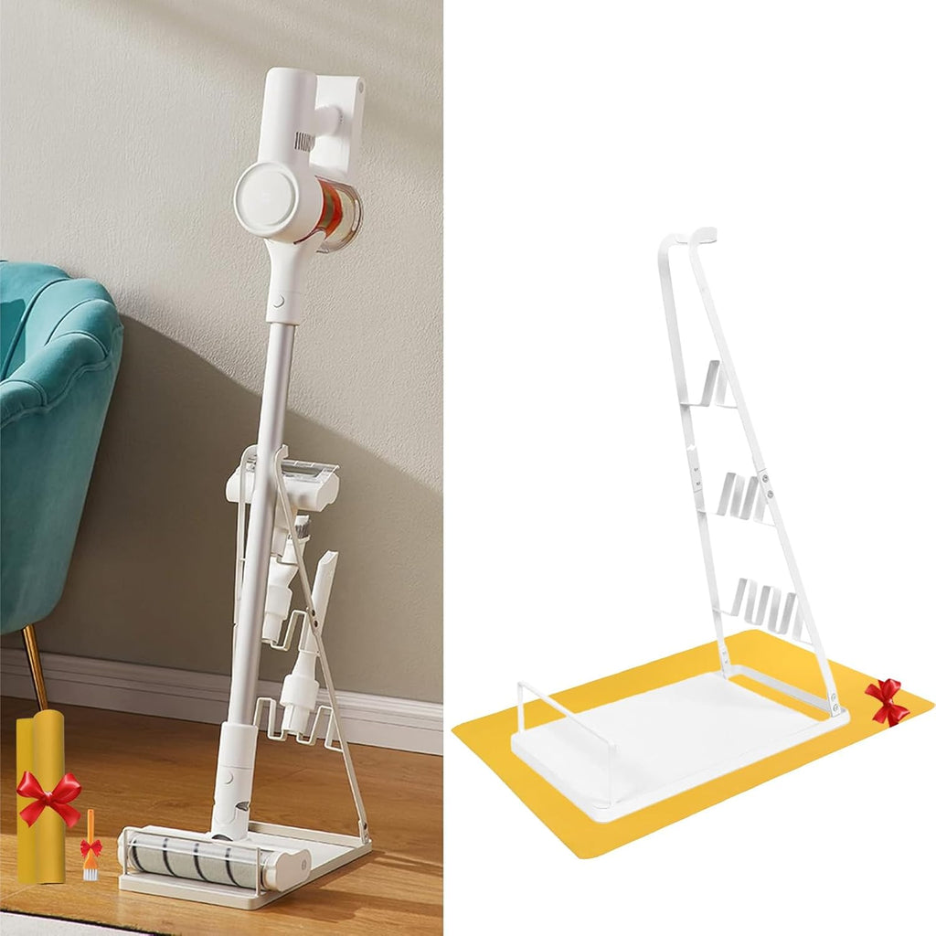 Universal Vacuum Stand,Storage-Stand-Docking-Station-Holder,Stable Metal Storage Bracket Stand Holder,Compatible with Dyson,Hoover, Eureka, Rainbow,Shop VAC and Most Stick Vacuum(White)
