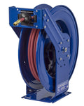 Coxreels TSH-N-475 Retractable Air, Water or Oil Hose Reel, T-Series, ½” x 75’ - Easy Maintenance with Brass Swivel and Multi-Position Mount Arm - Heavy-Duty Steel Construction, Made in USA, Blue