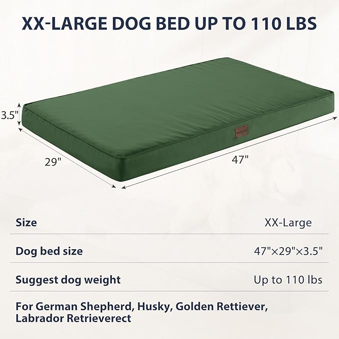 BFPETHOME Outdoor Dog Beds for Large Dogs, Waterproof Dog Bed for Medium, Large, Extra Large Dogs, Orthopedic Pet Bed with Removable Washable Cover, Egg Crate Foam Pet Bed Ma