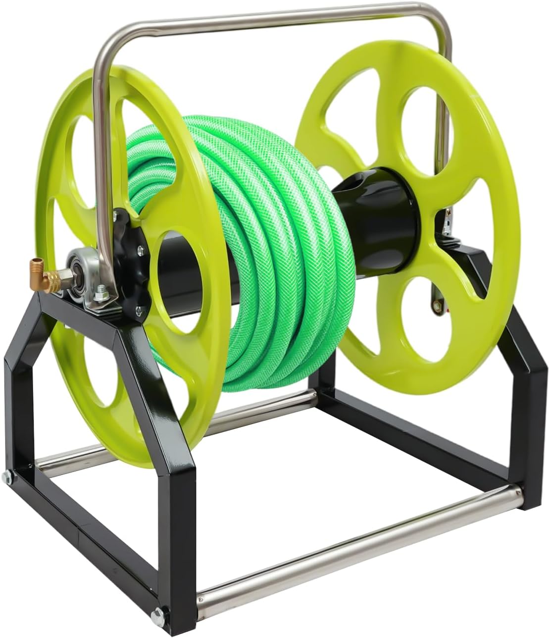 Heavy Duty Garden Hose Reel Cart, 328FT Capacity for 0.55-Inch Hose | Floor Standing Metal Water Hose Reel with Easy-Wind Crank Handle (Hose Not Included)