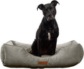 Modern Threads Luxury Dog Bed - Comfortable Tufted Velvet Cushion for Small to Large Dogs - Machine Washable - Durable & Cute Sleep Space for Pets - Pamper Your Pet with Cozy Beds - Light Grey